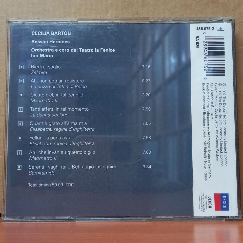 ROSSINI / CECILIA BARTOLI - HEROINES / ORCHESTRA AND CHORUS OF THE TEATRO LA FENICE, ION MARIN (1992) - CD 2.EL