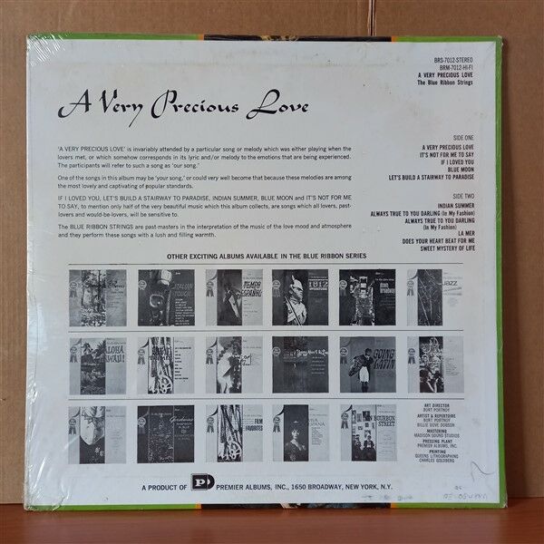 THE BLUE RIBBON STRINGS – A VERY PRECIOUS LOVE - LP DÖNEM BASKISI SIFIR PLAK
