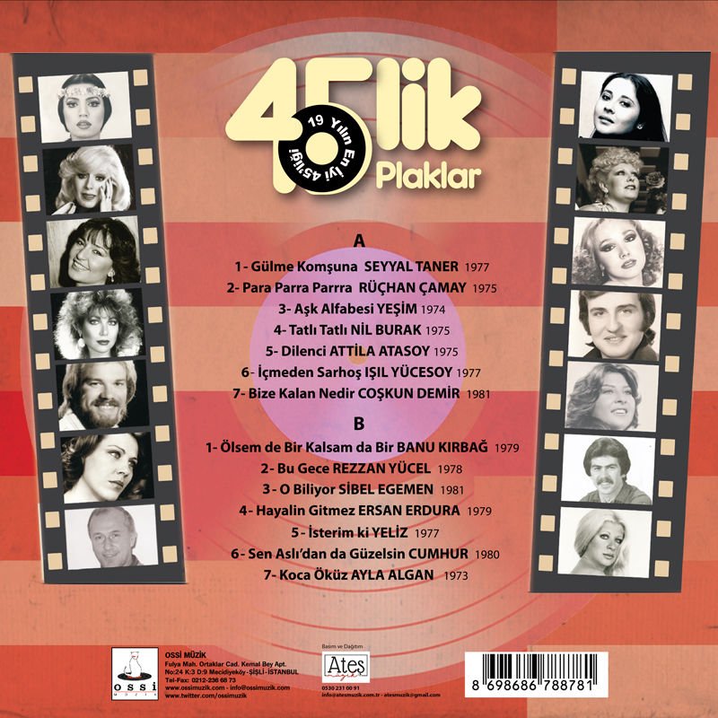 45LİK PLAKLAR - 19 YILIN EN İYİ 45'LİĞİ / SEYYAL TANER, RÜÇHAN ÇAMAY, NİL BURAK, ATİLLA ATASOY,..- LP 70'LER TÜRKÇE POP SIFIR PLAK