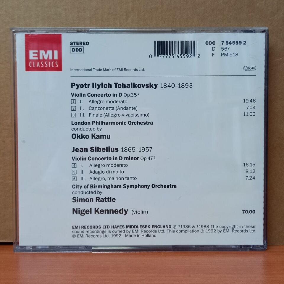 NIGEL KENNEDY, PYOTR ILYICH TCHAIKOVSKY, JEAN SIBELIUS – TCHAIKOVSKY & SIBELIUS: VIOLIN CONCERTOS (1992) - CD 2.EL