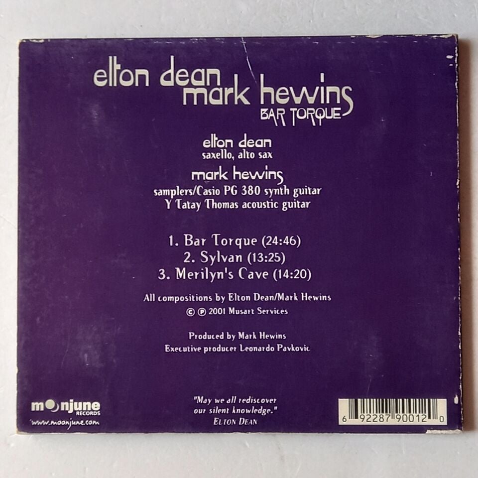 ELTON DEAN, MARK HEWINS – BAR TORQUE (2001) - CD DIGIPAK 2.EL