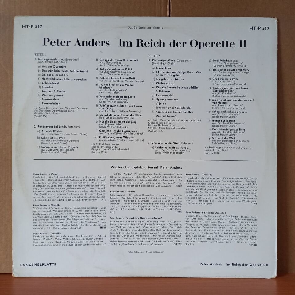 PETER ANDERS – IM REICH DER OPERETTE II (1966) - LP 2.EL PLAK