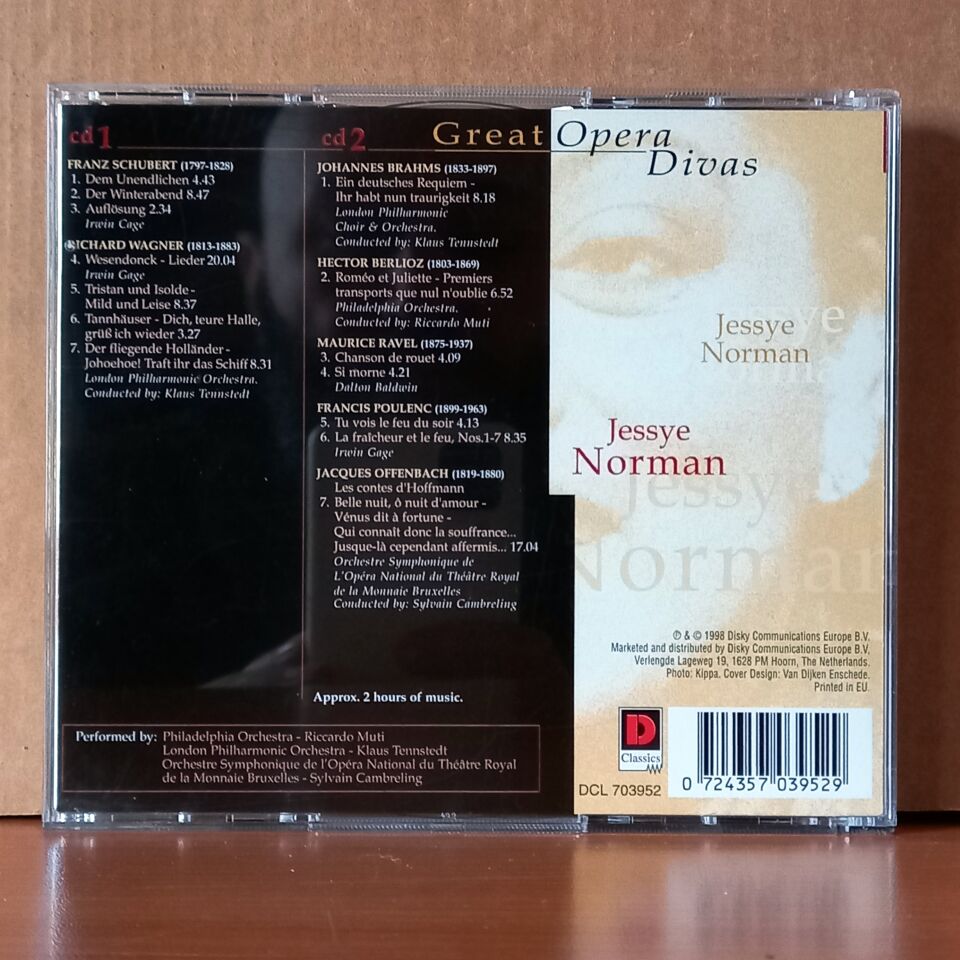 JESSYE NORMAN / SCHUBERT, WAGNER, BRAHMS, BERLIOZ, RAVEL / GREAT OPERA DIVAS (1998) - 2CD 2.EL
