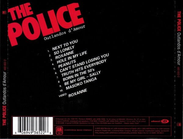 THE POLICE – OUTLANDOS D'AMOUR (1978) - CD REMASTERED 2003 REISSUE JEWEL CASE AMBALAJINDA SIFIR