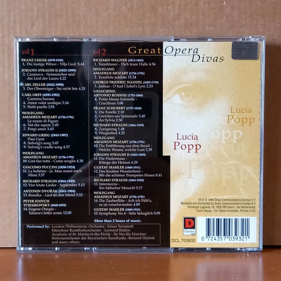 LUCIA POPP / LEHAR, STRAUSS, GRIEG, SCHUBERT, MOZART / GREAT OPERA DIVAS (1998) - 2CD 2.EL