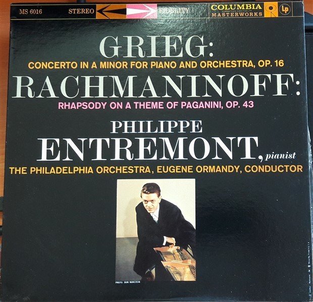 GRIEG CONCERTO FOR PIANO AND ORCHESTRA, RACHMANINOV RHAPSODY ON A THEME OF PAGANINI PHILIPPE ENTREMONT - LP 2.EL