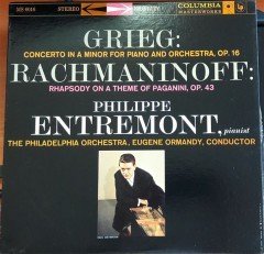 GRIEG CONCERTO FOR PIANO AND ORCHESTRA, RACHMANINOV RHAPSODY ON A THEME OF PAGANINI PHILIPPE ENTREMONT - LP 2.EL