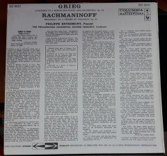 GRIEG CONCERTO FOR PIANO AND ORCHESTRA, RACHMANINOV RHAPSODY ON A THEME OF PAGANINI PHILIPPE ENTREMONT - LP 2.EL