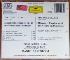 LALO: SYMPHONIE ESPAGNOLE / BERLIOZ: REVERIE ET CAPRICE / ITZHAK PERLMAN, ORCHESTRE DE PARIS, DANIEL BARENBOIM (1981) - CD DEUTSCHE GRAMMOPHON 2.EL