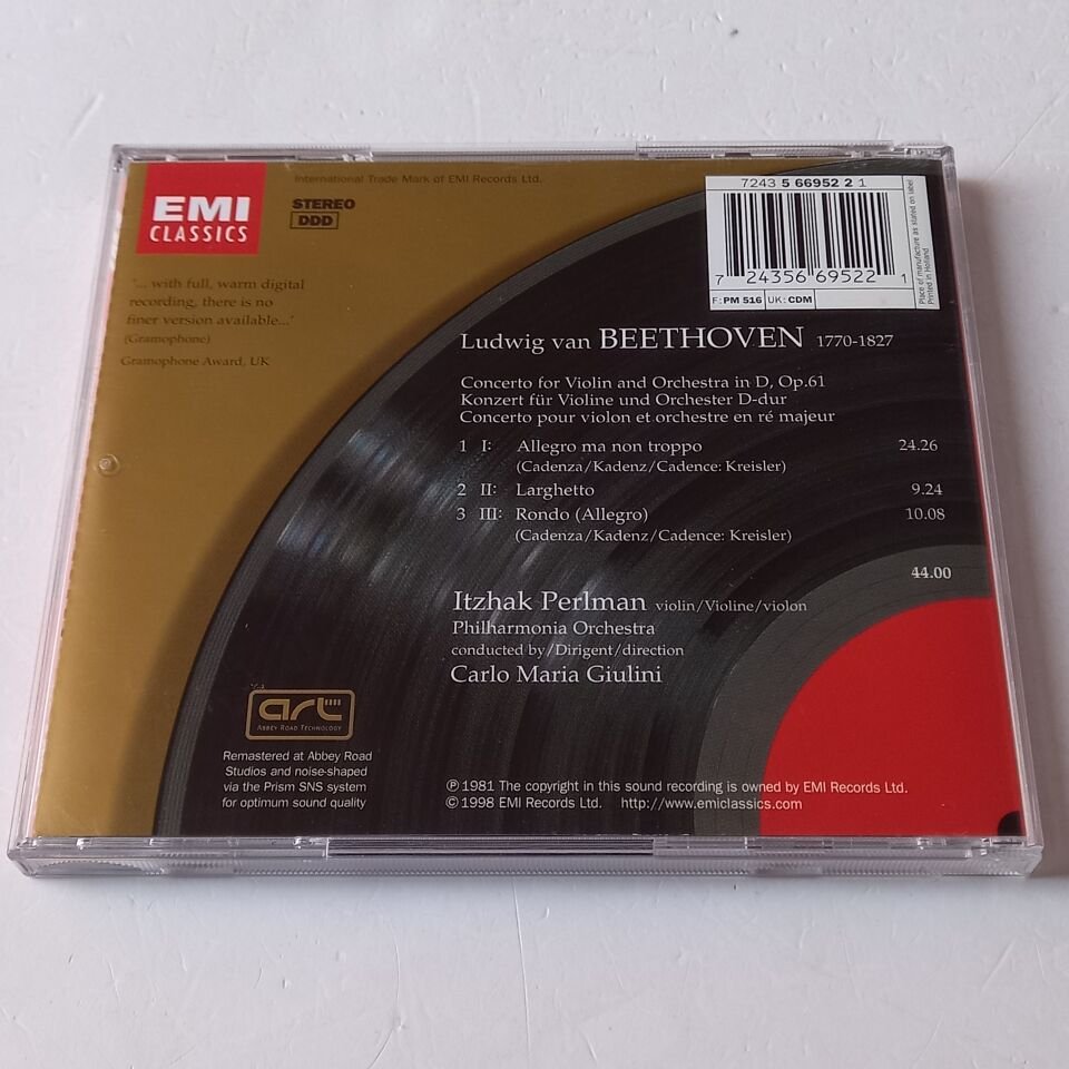 BEETHOVEN: VIOLIN CONCERTO - ITZHAK PERLMAN, CARLO MARIA GIULINI, PHILHARMONIA ORCHESTRA (1999) - CD 2.EL