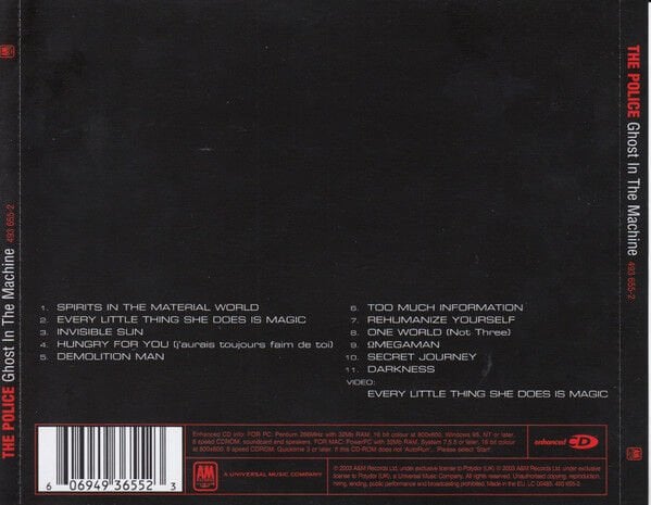 THE POLICE – GHOST IN THE MACHINE (1981) - CD REMASTERED 2003 REISSUE JEWEL CASE AMBALAJINDA SIFIR