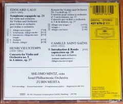 LALO: SYMPHONIE ESPAGNOLE / VIEUXTEMPS: VIOLIN CONCERTO NO.5 / SAINT-SAENS: INTRODUCTION & RONDO CAPRICCIOSO / SHLOMO MINTZ, ISRAEL PHILHARMONIC ORCHESTRA, ZUBIN MEHTA (1991) - CD DEUTSCHE GRAMMOPHON 2.EL