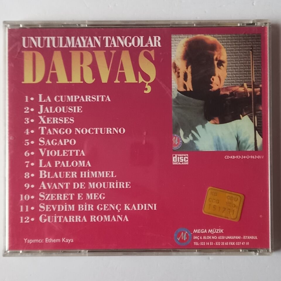 HALİL DARVAŞ – UNUTULMAYAN TANGOLAR - CD 2.EL