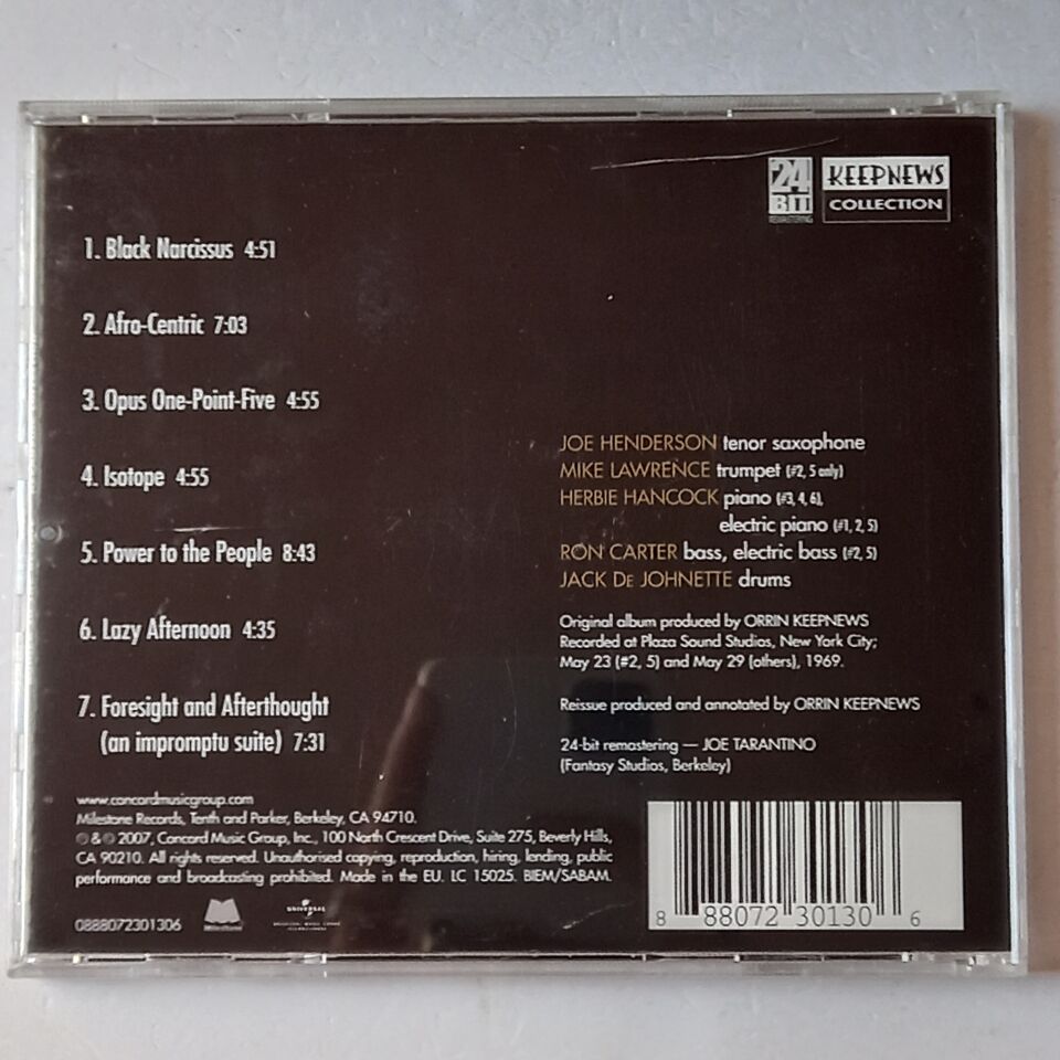 JOE HENDERSON – POWER TO THE PEOPLE (1969) - CD 2007 REMASTERED REISSUE 2.EL