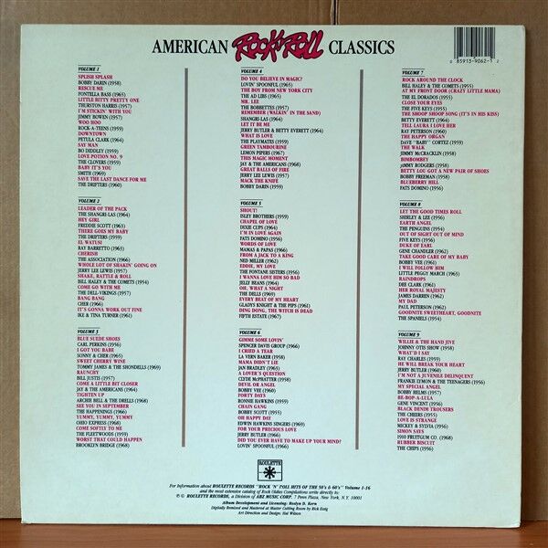 AMERICAN ROCK 'N' ROLL CLASSICS: VOLUME NINE / JERRY BUTLER, THE CHIPS, BOBBY HELMS, RAY CHARLES, THE CHEERS, GENE VINCENT (1988) - LP 2.EL PLAK