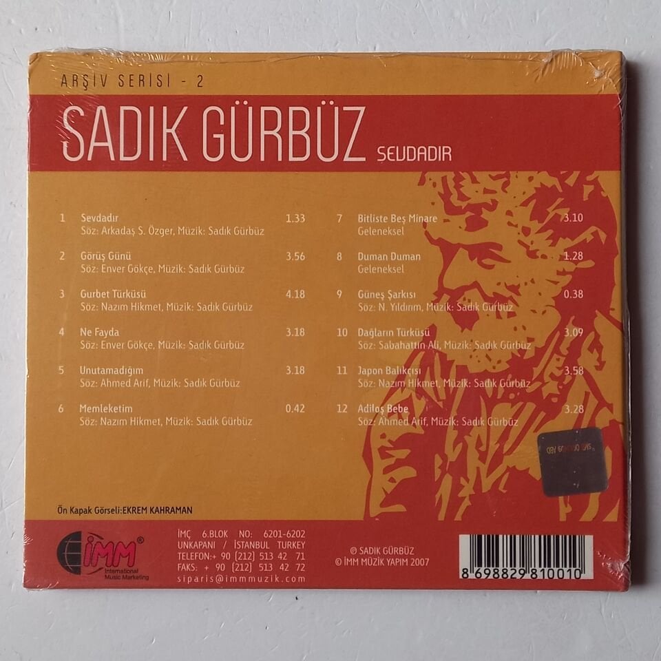 SADIK GÜRBÜZ - SEVDADIR / ARŞİV SERİSİ 2 (2007) - CD AMBALAJINDA SIFIR