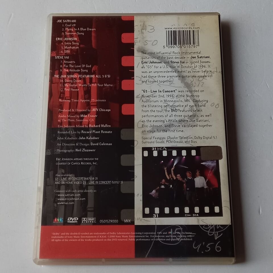 JOE SATRIANI, ERIC JOHNSON, STEVE VAI - G3 LIVE IN CONCERT - DVD 2.EL