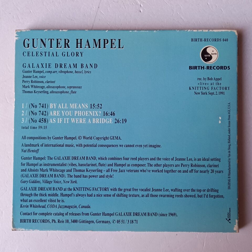 GUNTER HAMPEL – CELESTIAL GLORY (1992) - CD DIGIPAK 2.EL