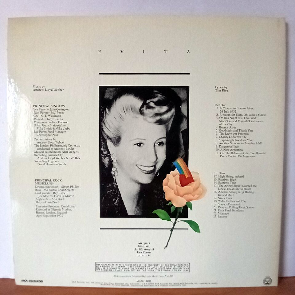 EVITA / ANDREW LLOYD WEBBER AND TIM RICE (1976) - 2LP 2.EL PLAK