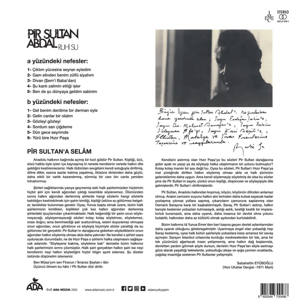 RUHİ SU - PİR SULTAN ABDAL (1972) - LP 2022 BASIM SIFIR PLAK