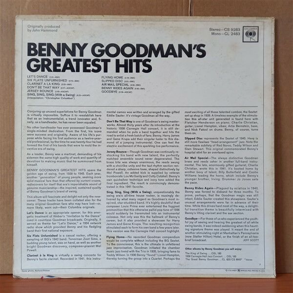BENNY GOODMAN – BENNY GOODMAN'S GREATEST HITS (1966) - LP 2. EL PLAK