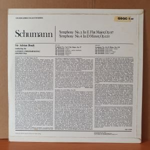 SCHUMANN: SYMPHONY NO.3 IN E FLAT MAJOR / SYMPHONY NO.4 IN D MINOR / SIR ADRIAN BOULT, THE LONDON PHILHARMONIC ORCHESTRA (1967) - LP 2.EL PLAK