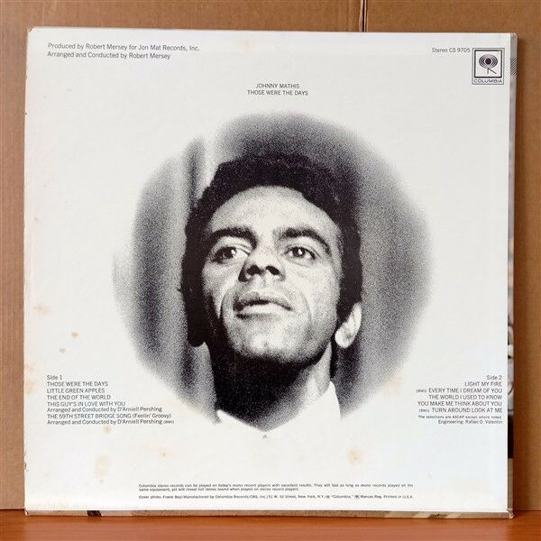 JOHNNY MATHIS – THOSE WERE THE DAYS (1968) - LP 2.EL PLAK