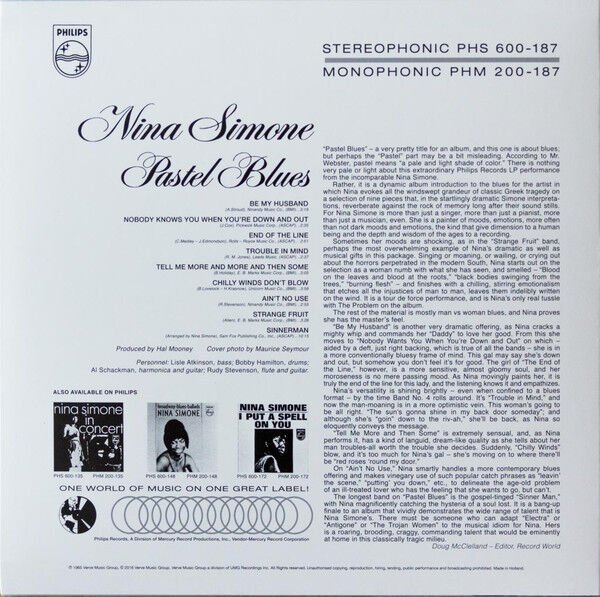 NINA SIMONE - PASTEL BLUES (1965) - LP 2016 REISSUE 180GR SIFIR PLAK