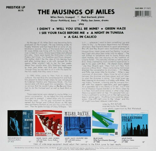 MILES DAVIS - THE MUSINGS OF MILES (1955) - LP 2014 REISSUE 180GR SIFIR PLAK