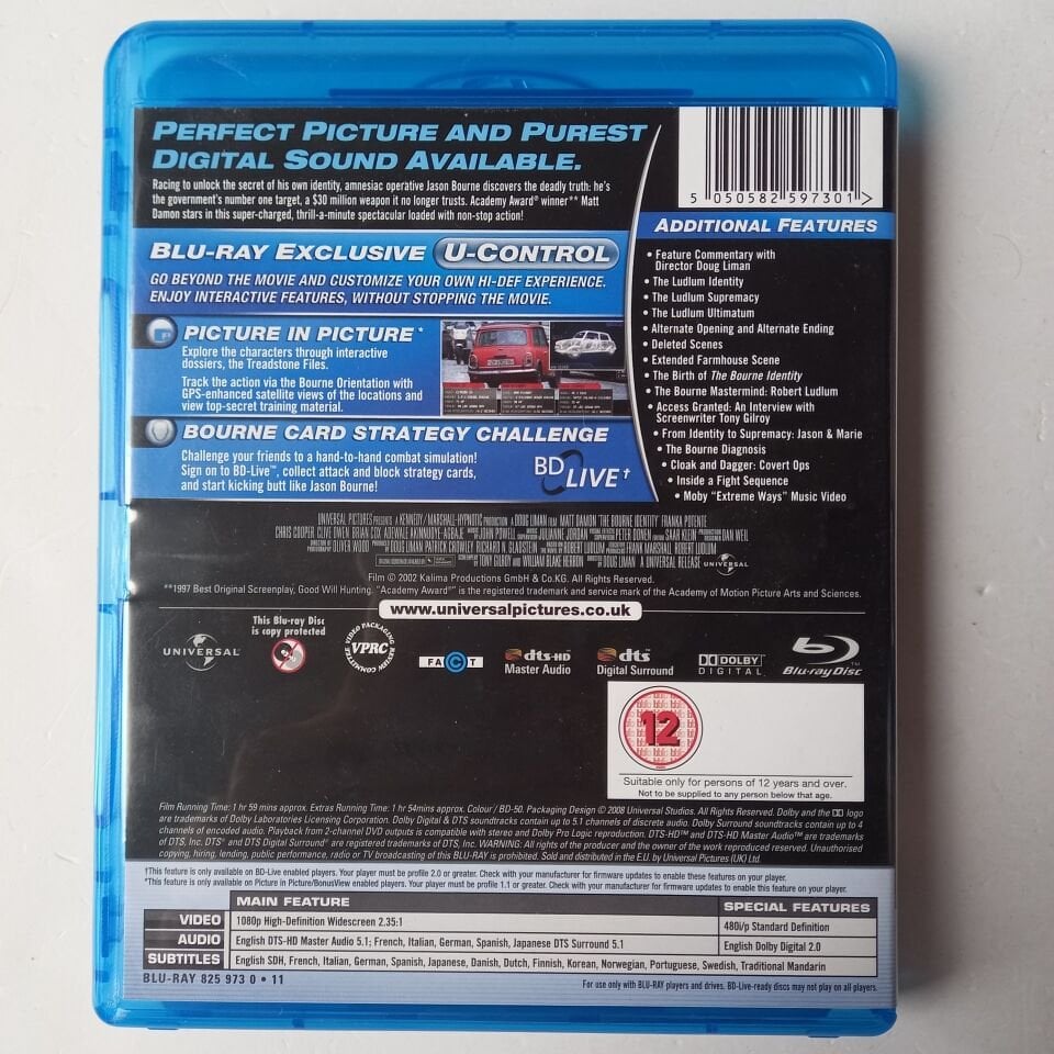 THE BOURNE IDENTITY - MATT DAMON -  BLU-RAY 2.EL