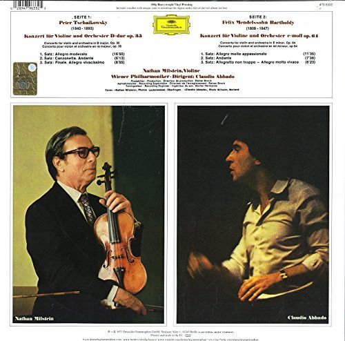 MENDELSSOHN / TCHAIKOVSKY - VIOLIN CONCERTOS / NATHAN MILSTEIN CLAUDIO ABBADO  (1973) - LP 180GR 2016 EDITION DEUTSCHE GRAMMOPHON SIFIR PLAK
