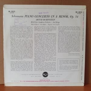 SCHUMANN: PIANO CONCERTO / RUBINSTEIN, KRIPS, RCA VICTOR SYMPHONY ORCHESTRA (1959) - LP 2.EL PLAK