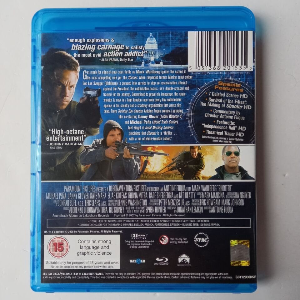 SHOOTER - MARK WAHLBERG -  BLU-RAY 2.EL