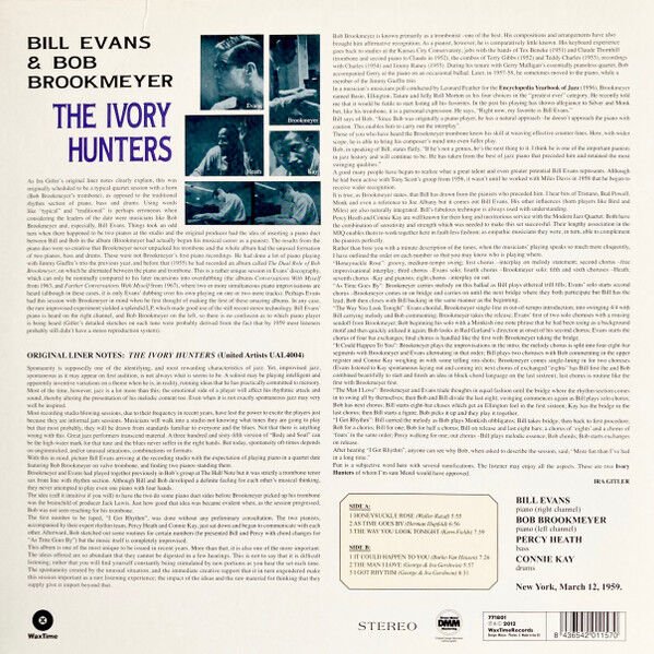 BILL EVANS & BOB BROOKMEYER - THE IVORY HUNTERS (1959) - LP 2012 REMASTERED REISSUE LIMITED EDITION 180GR SIFIR PLAK