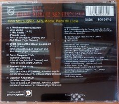 AL DI MEOLA / JOHN MCLAUGHLIN / PACO DE LUCIA - FRIDAY NIGHT IN SAN FRANCISCO (1981) MADE IN UK / PRINTED IN WEST GERMANY CD 2.EL