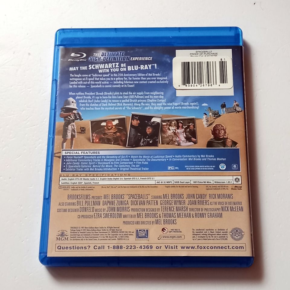 SPACEBALLS - MEL BROOKS, JOHN CANDY, RICK MORANIS - YÖN.: MEL BROOKS - BLU-RAY REGION A 2.EL TR ALTYAZI YOKTUR
