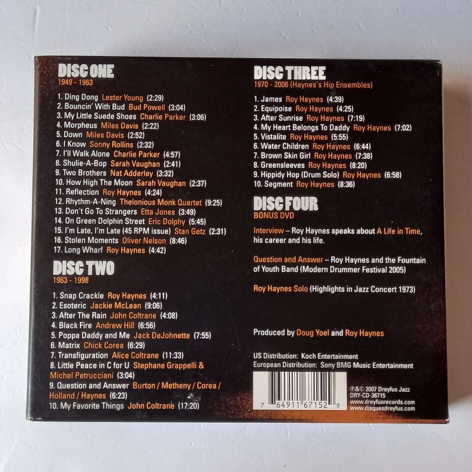 ROY HAYNES – A LIFE IN TIME / THE ROY HAYNES STORY (2007) - 3CD + DVD DIGIPAK 2.EL