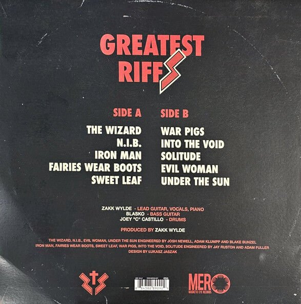 ZAKK SABBATH - GREATEST RIFFS - ZAKK WYLDE LP 2025 SIFIR PLAK