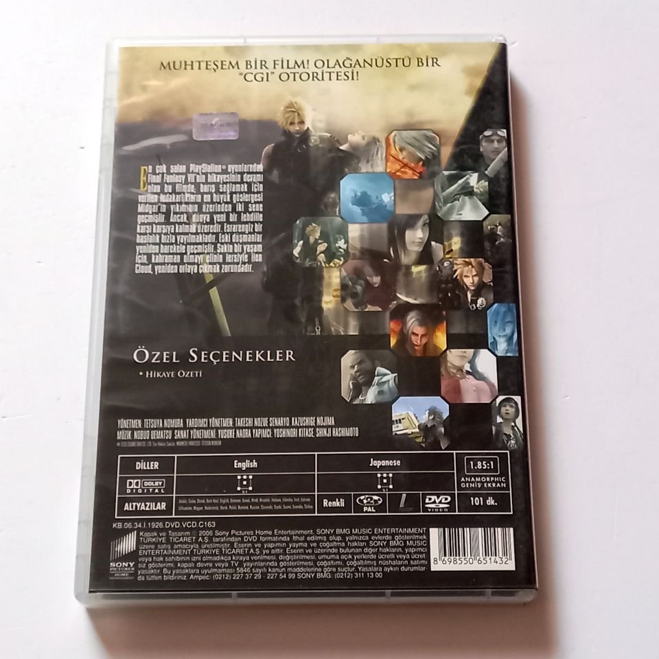 FINAL FANTASY VII ADVENT CHILDREN - ANIME - YÖN.: TETSUYA NOMURA - DVD 2.EL