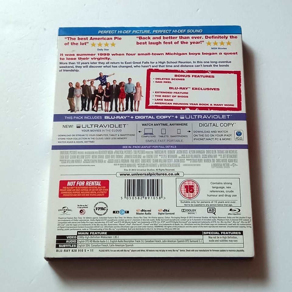 AMERICAN PIE: REUNION - JASON BIGGSALYSON HANNIGAN - YÖN.: JON HURWITZ &HAYDEN SCHLOSSBERG - BLU-RAY SLIPCOVER REGION FREE 2.EL TR ALTYAZI YOKTUR