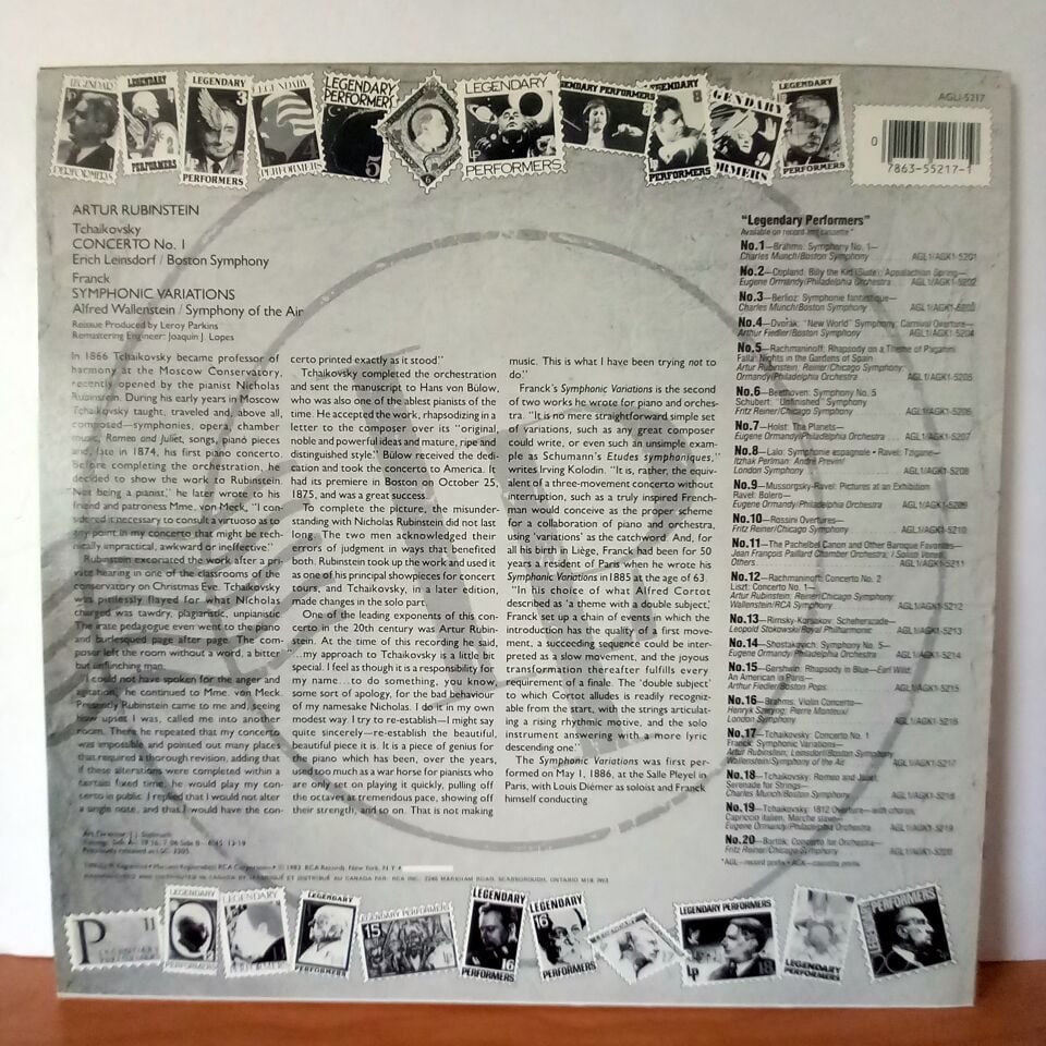 ARTUR RUBINSTEIN / TCHAIKOVSKY CONCERTO NO. 1 / ERICH LEINSDORF, BOSTON SYMPHONY ORCHESTRA (1983) - LP 2.EL PLAK