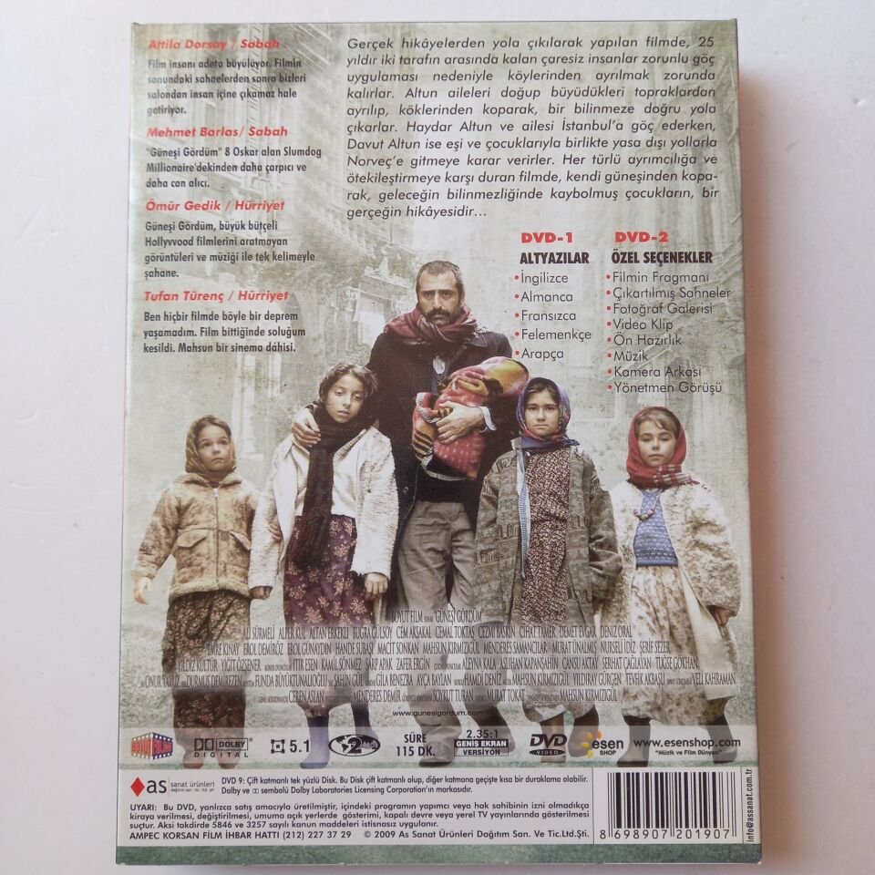 GÜNEŞİ GÖRDÜM - MAHSUN KIRMIZIGÜL, ALTAN ERKEKLİ, DEMET EVGAR - 2DVD 2.EL