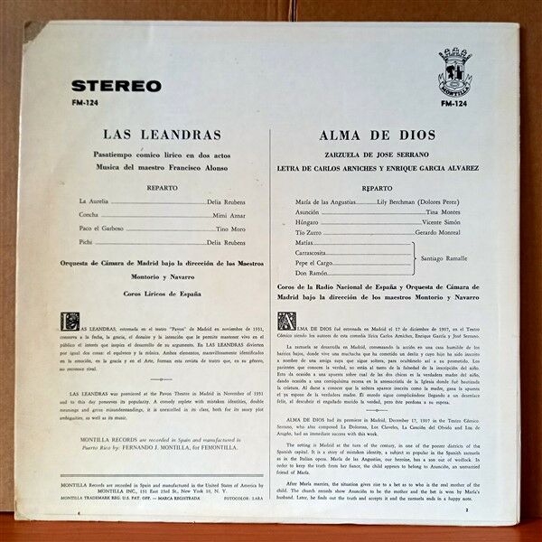 LAS LEANDRAS / FRANCISCO ALONSO, JOSE SERRANO / ALMA DE DIOS - LP 2.EL PLAK