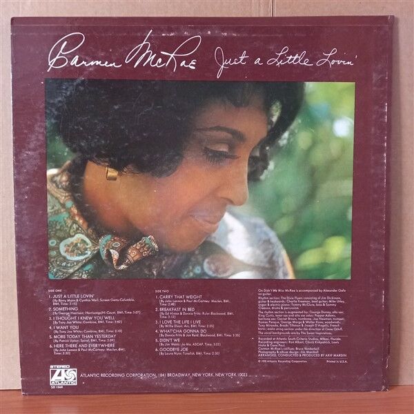CARMEN MCRAE – JUST A LITTLE LOVIN' (1970) - LP 2.EL PLAK