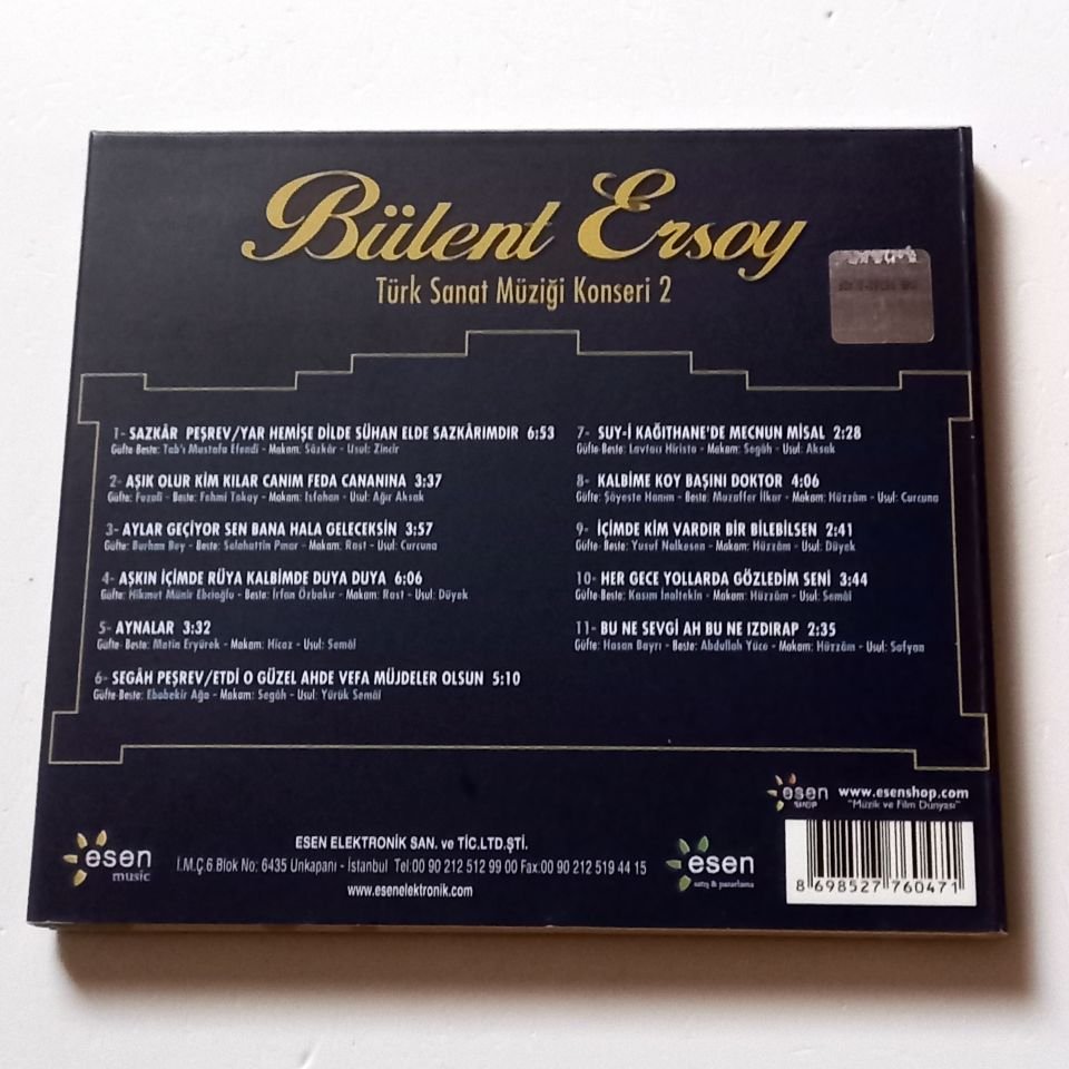 BÜLENT ERSOY - TÜRK SANAT MÜZİĞİ KONSERİ 2 (1993) - CD DIGIPAK 2.EL