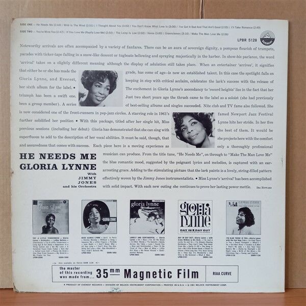 GLORIA LYNNE – HE NEEDS ME (1961) - LP 2. EL PLAK