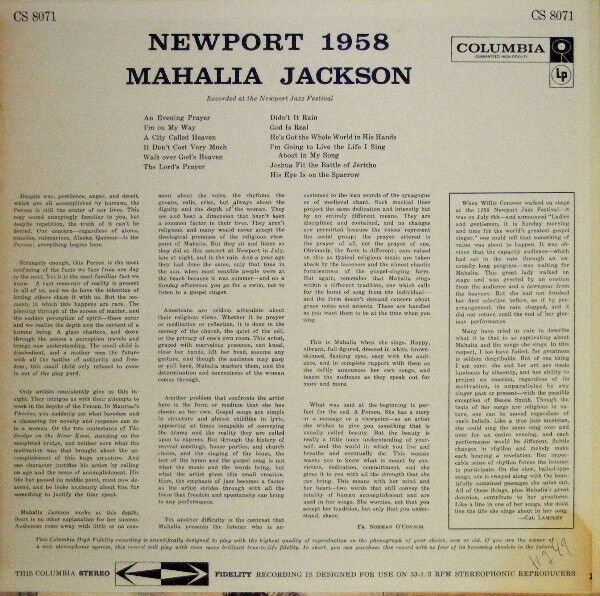 MAHALIA JACKSON – NEWPORT 1958 (1958) - LP 2008 REISSUE 180GR SIFIR PLAK