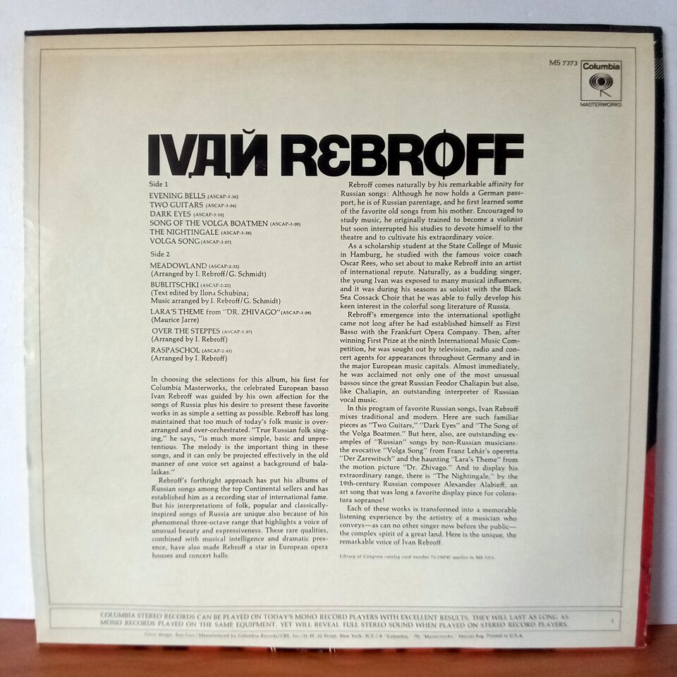 IVAN REBROFF, BALALAIKA ENSEMBLE TROIKA / IVAN REBROFF ACCOMPANIED BY BALALAIKA ENSEMBLE TROIKA (1969) - LP 2.EL PLAK