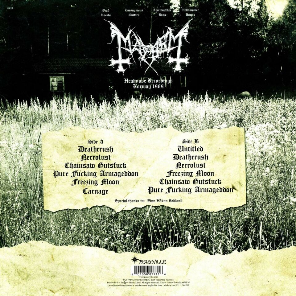 MAYHEM - HENHOUSE RECORDINGS (2019) - LP 180GR SIFIR PLAK