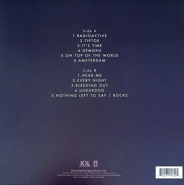 IMAGINE DRAGONS - NIGHT VISIONS (2012) - LP 2025 TRANSPARENT BLUE COLOURED EDITION SIFIR PLAK